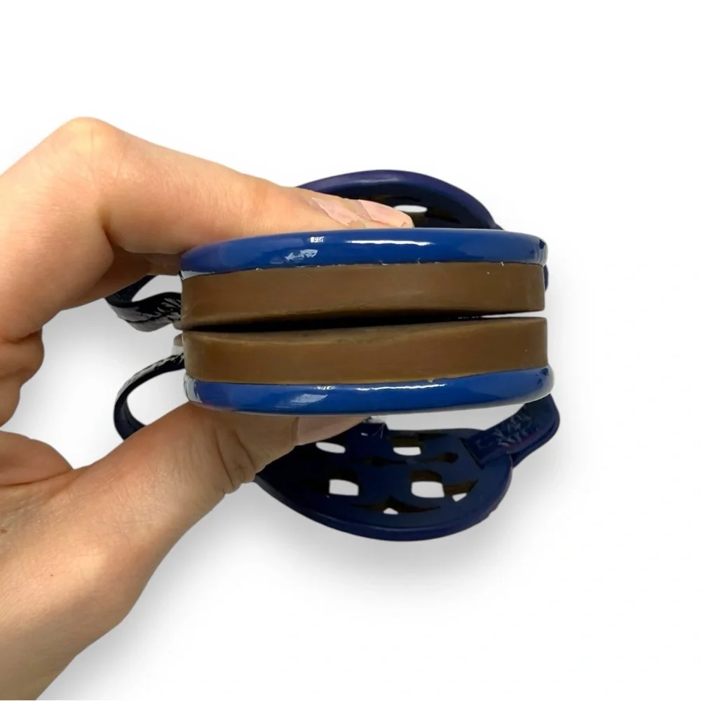 Tory Burch Nautical Blue Patent Leather Miller Thong Sandals 9 Women’s - Picture 6 of 11